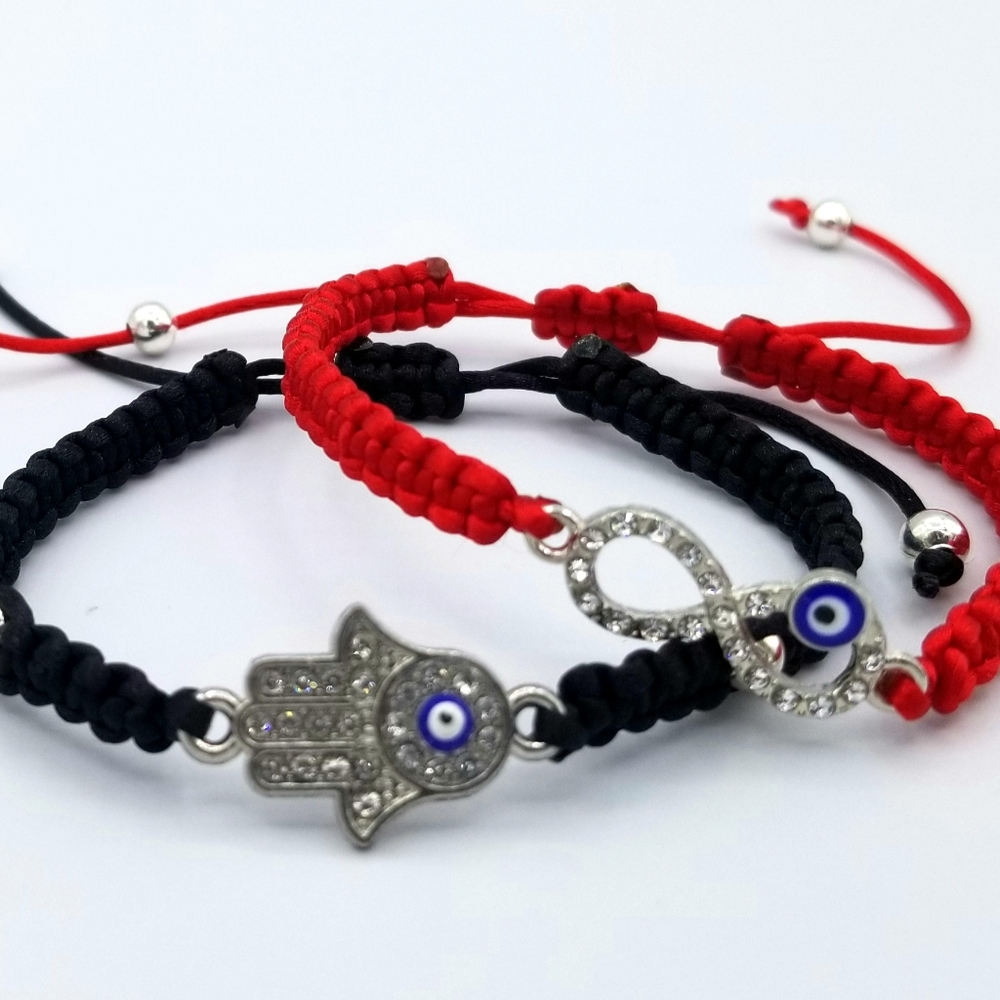 2 Women Bracelet. Black and Red Evil Eye